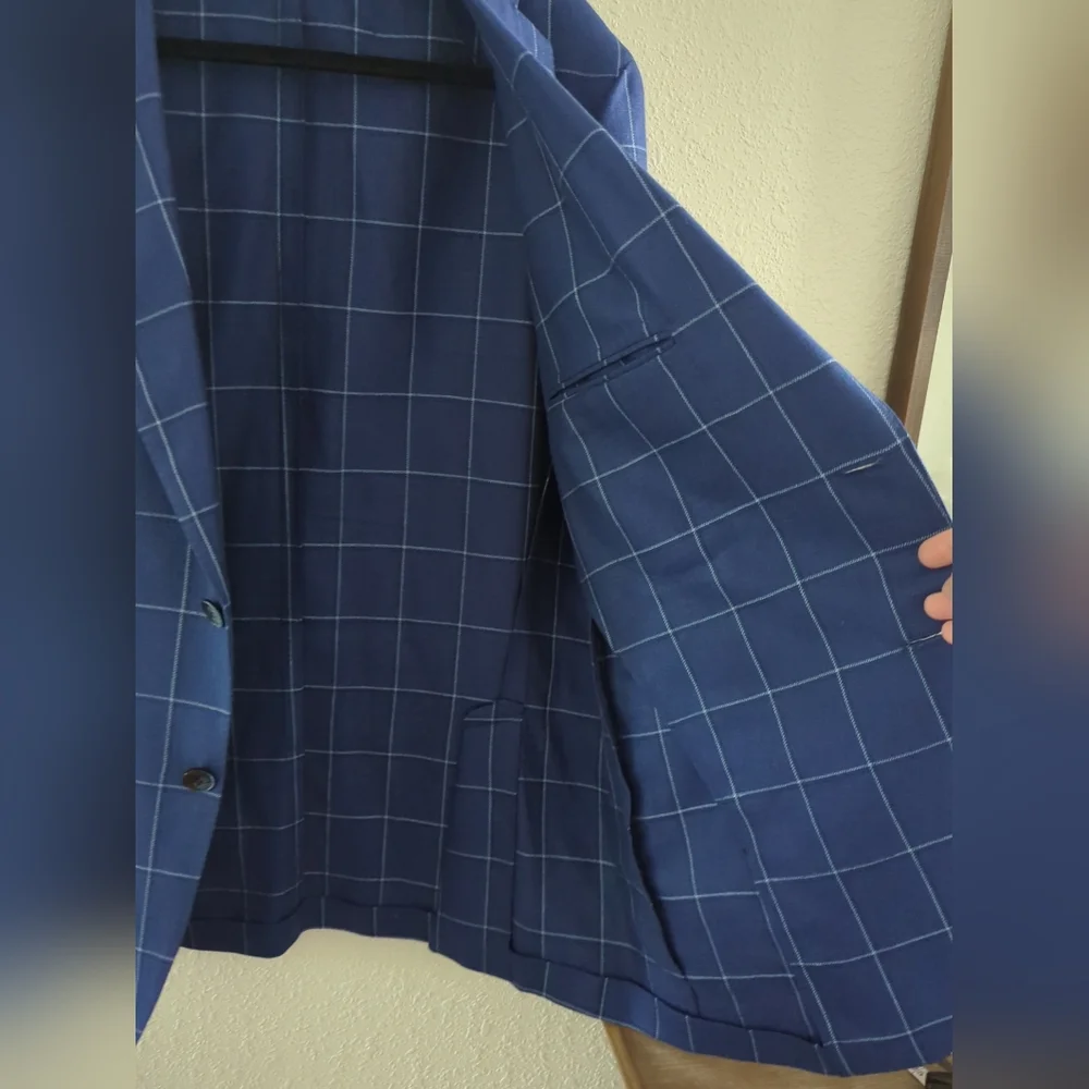 L.B.M. 1911 Italian Wool Silk Viscose Windowpane Blazer Sport Coat  56R